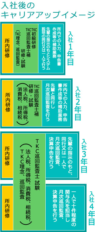 税理士アイソニック税理士法人(旧 税理士西山秀一事務所)での入社後のキャリアアップ制度